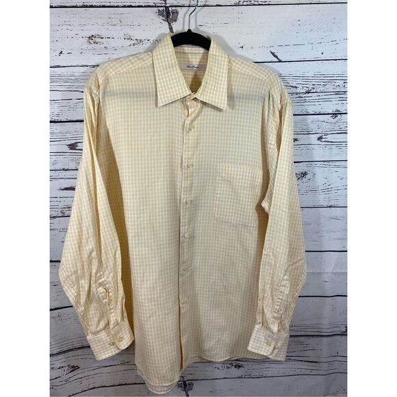 Alan Flusser 100% Cotton White  and Yellow Button Down Shirt Size Large - Picture 1 of 6